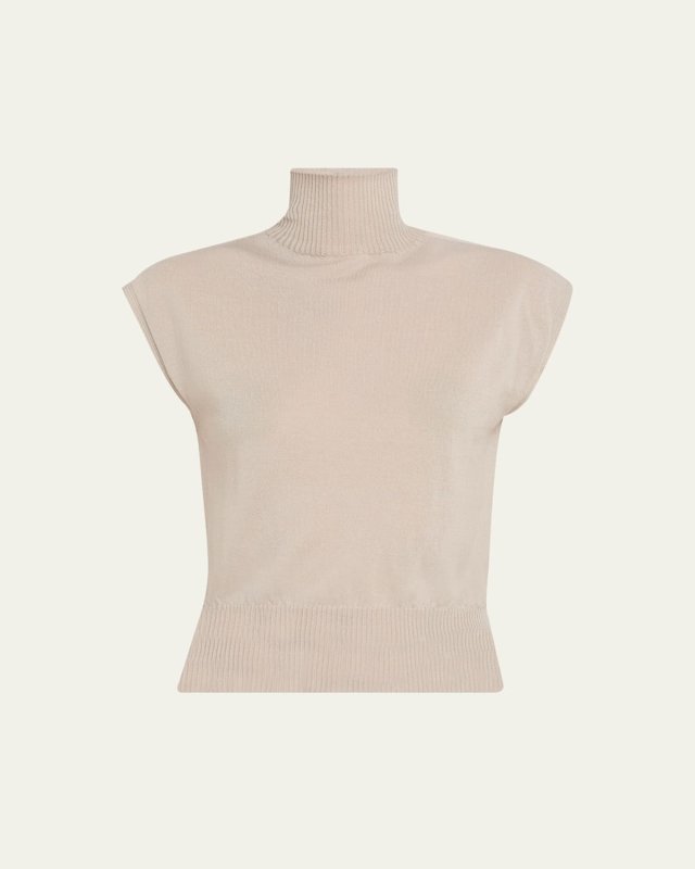 Cap-Sleeve Turtleneck Sweat